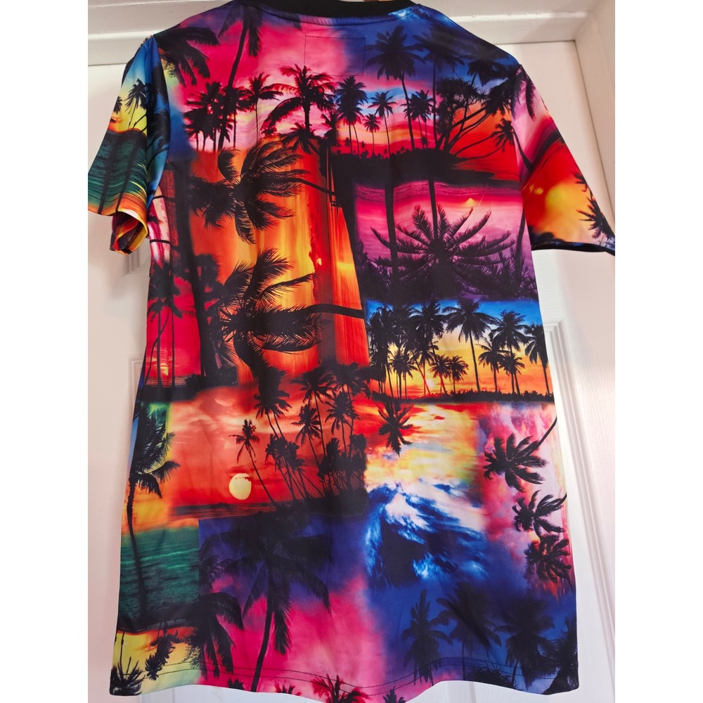 Good Vibes Drill Clothing Co Mens Tropical Sunset Palm Tree Graphic T-Shirt S